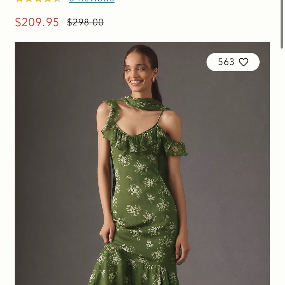 BHLDN Jules Scarf Off-Shoulder Ruffled Chiffon Maxi Dress